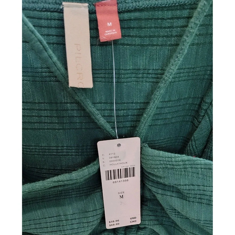 Anthropologie Pilcro Green Ruched Ribbed Halter Top NWT - Picture 4 of 7